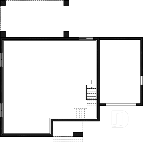 Sous-sol - Plan de maison contemporaine d'inspiration scandinave 3 chambres, 2.5 s.bain, garage, garde-manger, vestiaire - Strom
