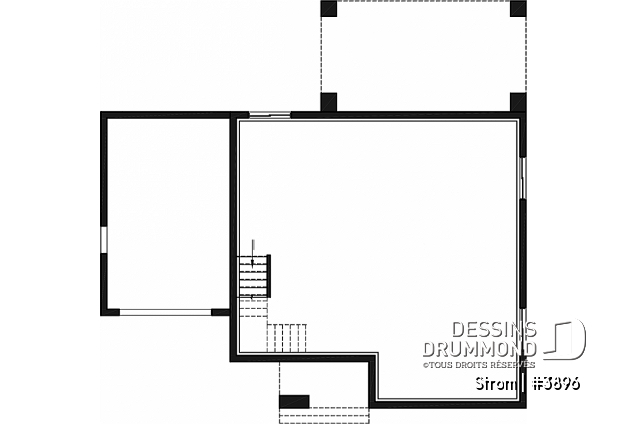 Sous-sol - Plan de maison contemporaine d'inspiration scandinave 3 chambres, 2.5 s.bain, garage, garde-manger, vestiaire - Strom