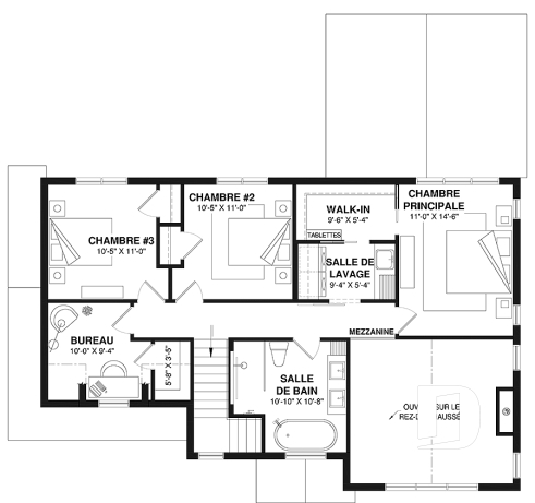 Étage - Maison Farmhouse avec plancher versatile de 3 à 6 chambres, s-sol aménagé optionnel ($), terrasse abritée - Strom 2