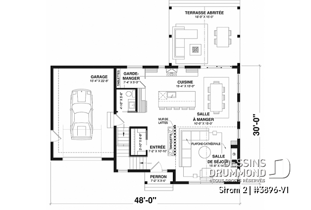 Rez-de-chaussée - Maison Farmhouse avec plancher versatile de 3 à 6 chambres selon aménagement, 2 salons, terrasse abritée - Strom 2