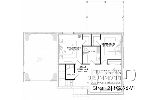 Sous-sol - Maison Farmhouse avec plancher versatile de 3 à 6 chambres selon aménagement, 2 salons, terrasse abritée - Strom 2