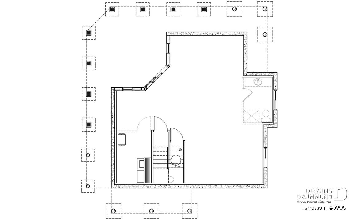 Sous-sol - Plan de chalet économique, possibilité jusqu'à 3 chambres (sous-sol en rez-de-jardin), grande terrasse abritée - Terrasson