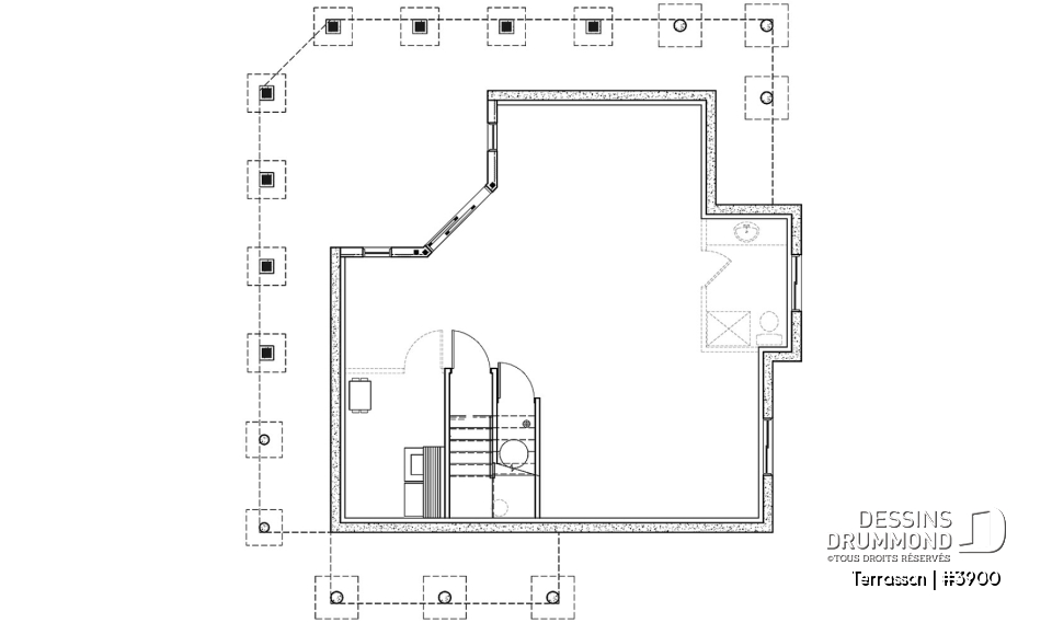 Sous-sol - Plan de chalet économique, possibilité jusqu'à 3 chambres (sous-sol en rez-de-jardin), grande terrasse abritée - Terrasson