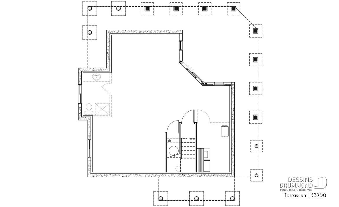Sous-sol - Plan de chalet économique, possibilité jusqu'à 3 chambres (sous-sol en rez-de-jardin), grande terrasse abritée - Terrasson