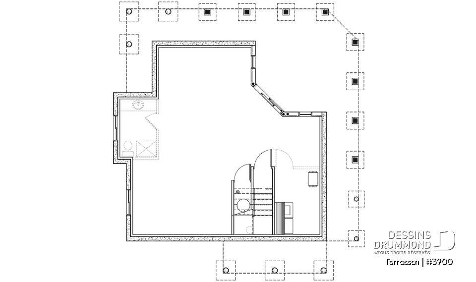 Sous-sol - Plan de chalet économique, possibilité jusqu'à 3 chambres (sous-sol en rez-de-jardin), grande terrasse abritée - Terrasson