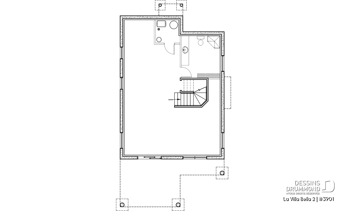 Sous-sol - Plan de chalet 4-saisons offrant abri moustiquaire, 3 chambres, vue panoramique &amp; espace ouvert - La Villa Bella 2