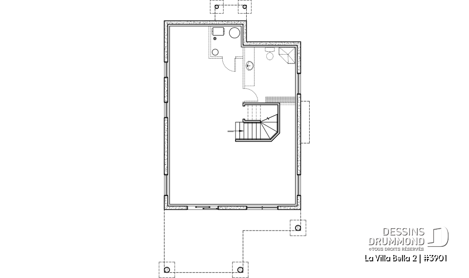Sous-sol - Plan de chalet 4-saisons offrant abri moustiquaire, 3 chambres, vue panoramique &amp; espace ouvert - La Villa Bella 2