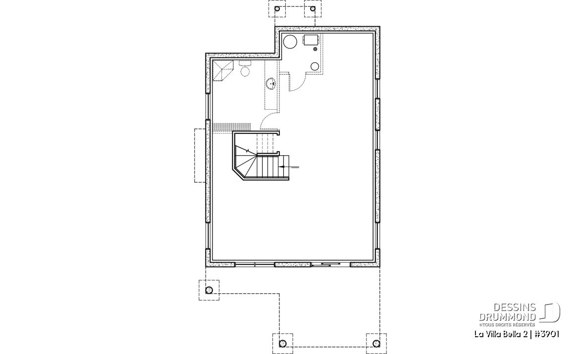 Sous-sol - Plan de chalet 4-saisons offrant abri moustiquaire, 3 chambres, vue panoramique &amp; espace ouvert - La Villa Bella 2