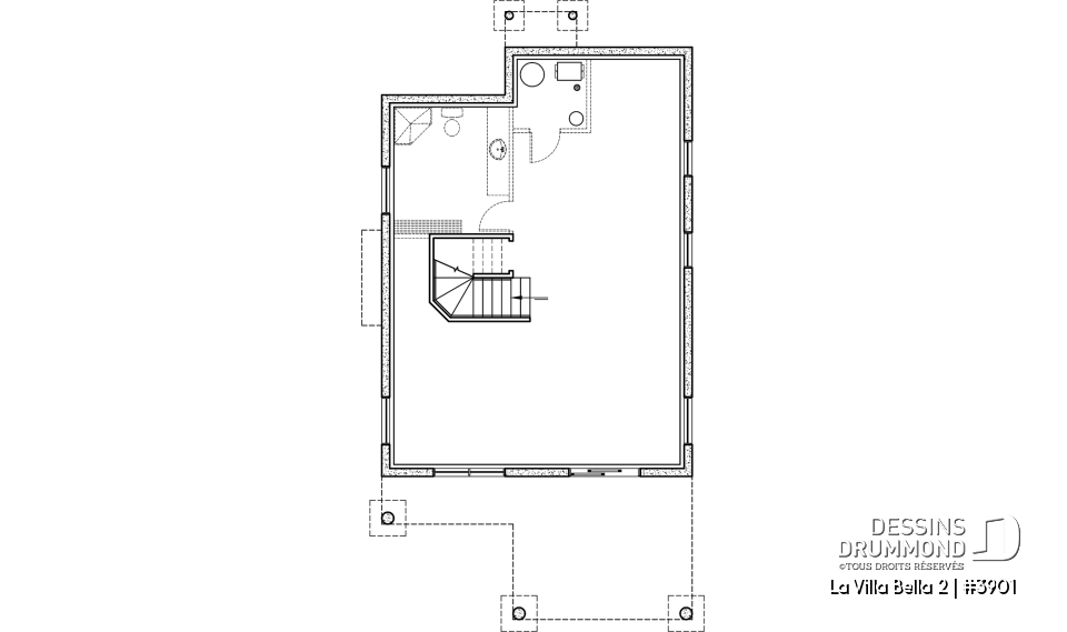 Sous-sol - Plan de chalet 4-saisons offrant abri moustiquaire, 3 chambres, vue panoramique &amp; espace ouvert - La Villa Bella 2