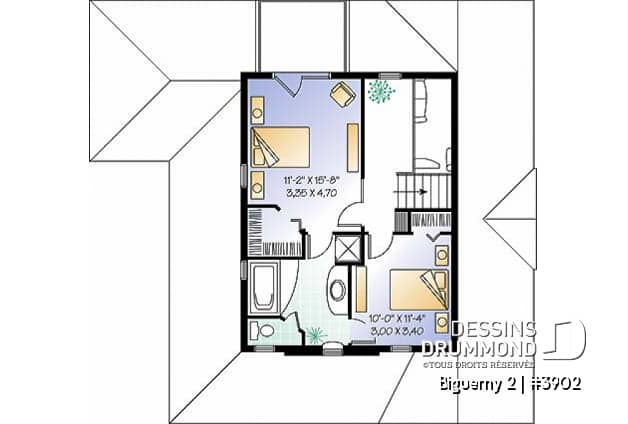 Étage option 1 - Cottage populaire offrant 2 à 3 chambres, bureau, plafond cathédrale & garage - Biguerny 2