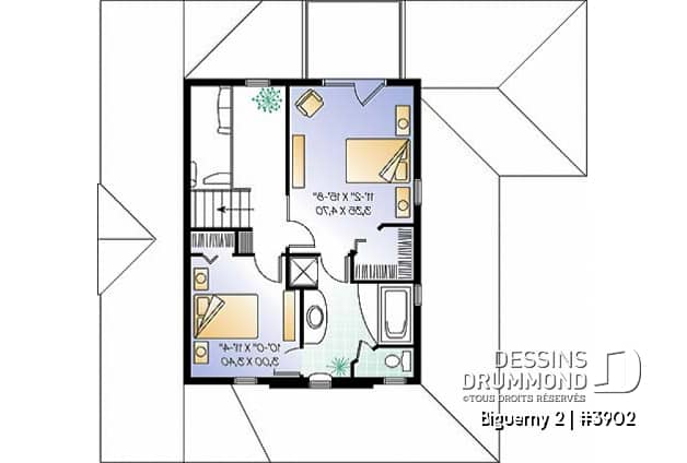 Étage option 1 - Cottage populaire offrant 2 à 3 chambres, bureau, plafond cathédrale & garage - Biguerny 2