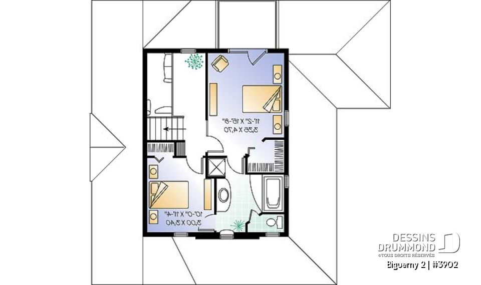 Étage option 1 - Cottage populaire offrant 2 à 3 chambres, bureau, plafond cathédrale &amp; garage - Biguerny 2
