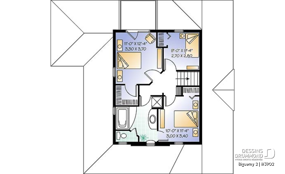 Étage option 2 - Cottage populaire offrant 2 à 3 chambres, bureau, plafond cathédrale &amp; garage - Biguerny 2
