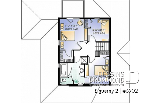 Étage option 2 - Cottage populaire offrant 2 à 3 chambres, bureau, plafond cathédrale & garage - Biguerny 2