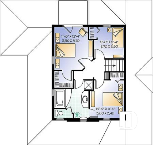 Étage option 2 - Cottage populaire offrant 2 à 3 chambres, bureau, plafond cathédrale & garage - Biguerny 2