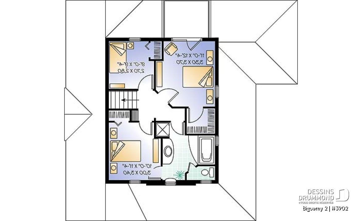Étage option 2 - Cottage populaire offrant 2 à 3 chambres, bureau, plafond cathédrale &amp; garage - Biguerny 2