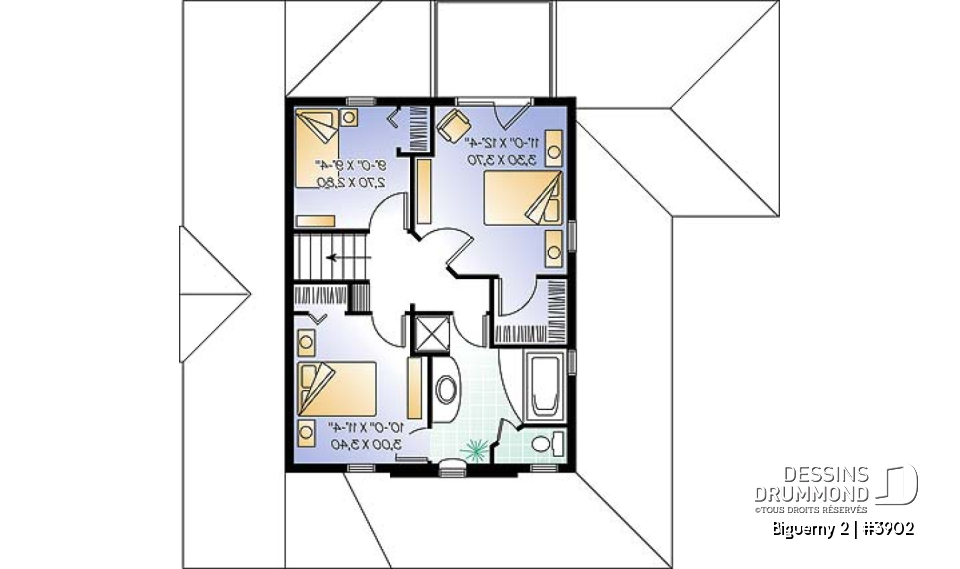 Étage option 2 - Cottage populaire offrant 2 à 3 chambres, bureau, plafond cathédrale &amp; garage - Biguerny 2