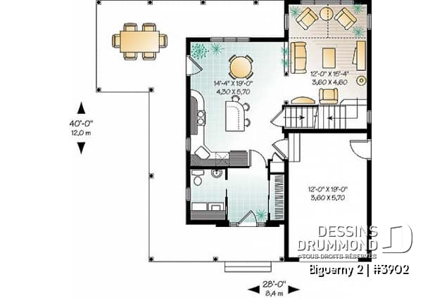 Rez-de-chaussée - Cottage populaire offrant 2 à 3 chambres, bureau, plafond cathédrale & garage - Biguerny 2