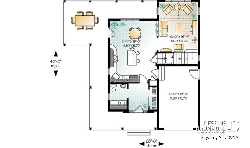 Rez-de-chaussée - Cottage populaire offrant 2 à 3 chambres, bureau, plafond cathédrale &amp; garage - Biguerny 2