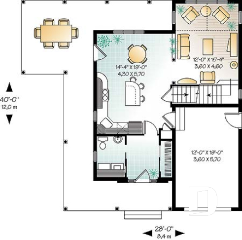 Rez-de-chaussée - Cottage populaire offrant 2 à 3 chambres, bureau, plafond cathédrale & garage - Biguerny 2