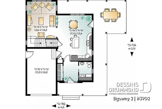 Rez-de-chaussée - Cottage populaire offrant 2 à 3 chambres, bureau, plafond cathédrale & garage - Biguerny 2
