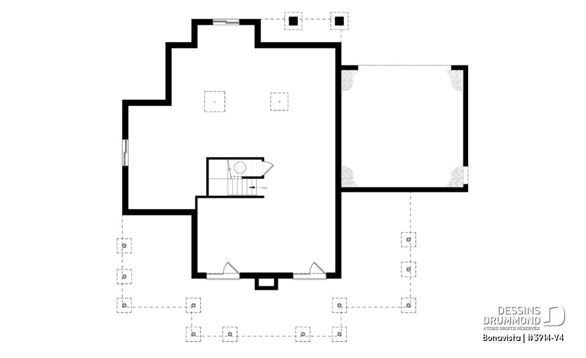 Sous-sol - Plan de Chalet rustique 4 chambres, 3 salles de bain, avec vue panoramique et garage double - Bonavista