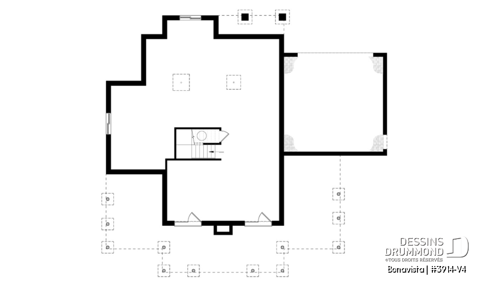 Sous-sol - Plan de Chalet rustique 4 chambres, 3 salles de bain, avec vue panoramique et garage double - Bonavista