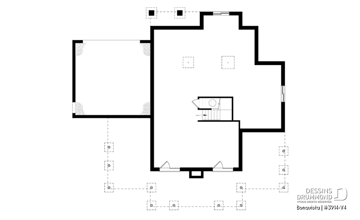 Sous-sol - Plan de Chalet rustique 4 chambres, 3 salles de bain, avec vue panoramique et garage double - Bonavista