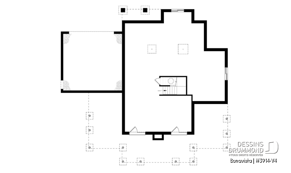 Sous-sol - Plan de Chalet rustique 4 chambres, 3 salles de bain, avec vue panoramique et garage double - Bonavista