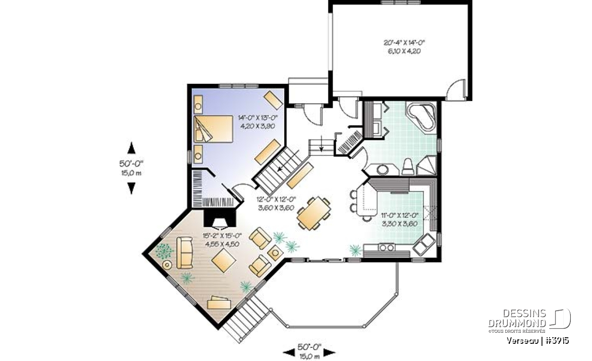 Rez-de-chaussée - Bungalow style chalet, grande galerie, foyer au gaz, fenestration abondante, un seule chambre au rdc.  - Verseau