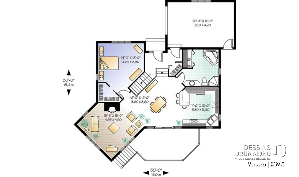 Rez-de-chaussée - Bungalow style chalet, grande galerie, foyer au gaz, fenestration abondante, un seule chambre au rdc.  - Verseau