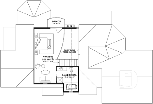 Étage - Plan maison bord de l'eau, 2 à 4 chambres, garage, solarium, plafond cathédrale, foyer, grand balcon - Cerrito
