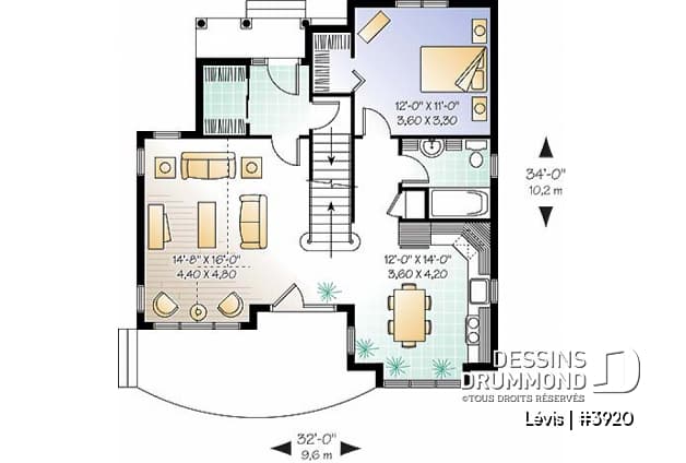 Rez-de-chaussée - Plan de maison style Tudor, 3 chambres, plafond cathédral, mezzanine, superbe luminosité - Lévis