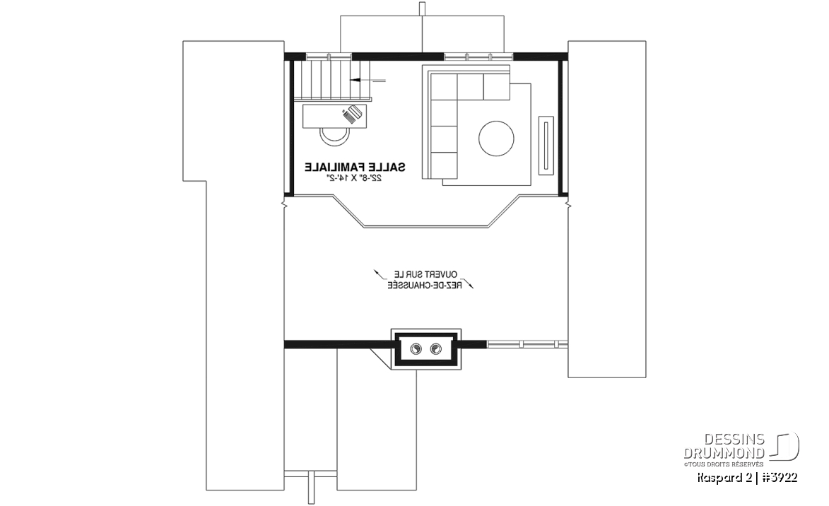 Étage - Plan de chalet rustique, abri moustiquaire, 3 à 4 chambres, mezzanine, grande terrasse - Kaspard 2