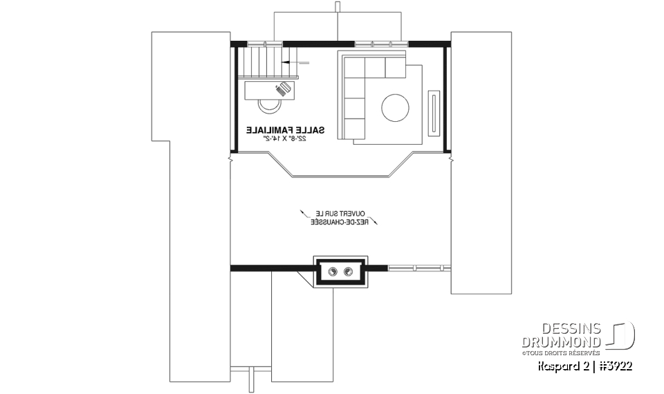 Étage - Plan de chalet rustique, abri moustiquaire, 3 à 4 chambres, mezzanine, grande terrasse - Kaspard 2
