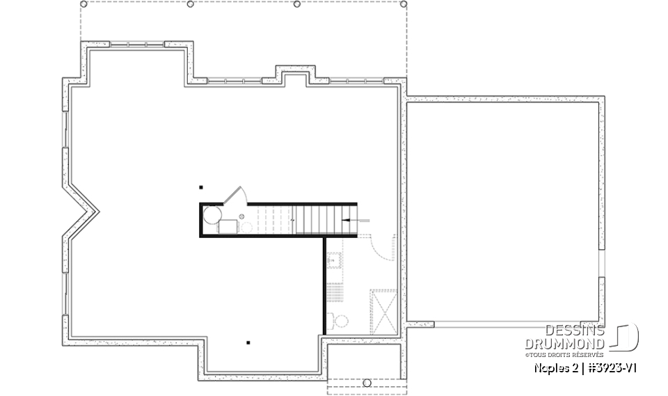 Sous-sol - Modèle de maison style chalet de ski avec plafond cathédrale et vue sur la montagne ou plan d'eau - Naples 2