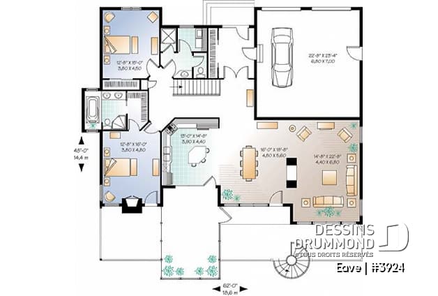 Rez-de-chaussée - Plan de chalet avec bachelor au sous-sol (invités ou location) total 5 chambres 4 s.bain, 3 foyers - Eave