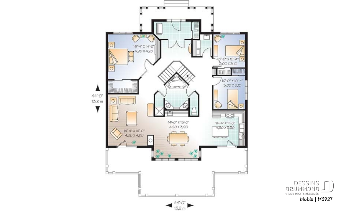 Rez-de-chaussée - Maison genre chalet, belle vue panoramique, 3 chambres, plafond 9', foyer mitoyen - Moble