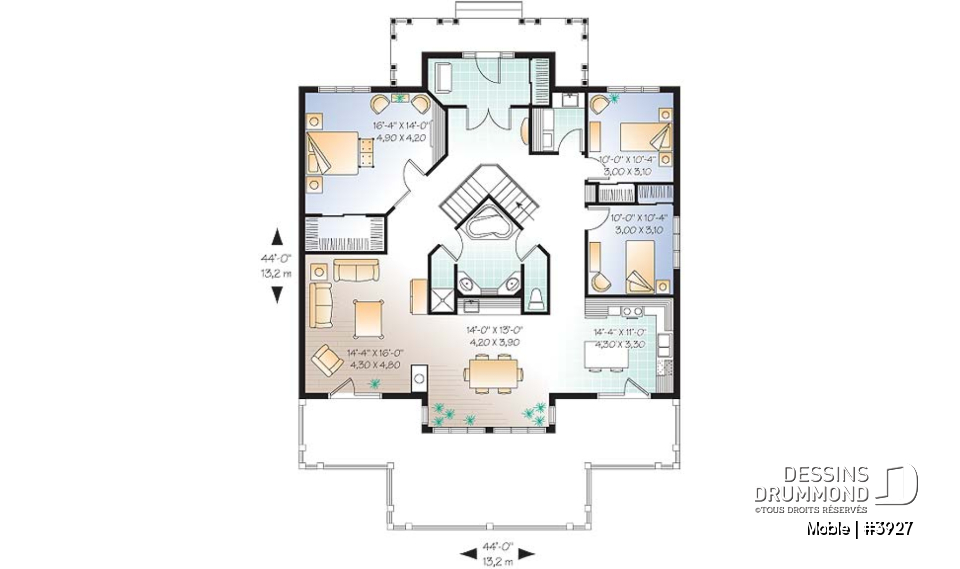 Rez-de-chaussée - Maison genre chalet, belle vue panoramique, 3 chambres, plafond 9', foyer mitoyen - Moble
