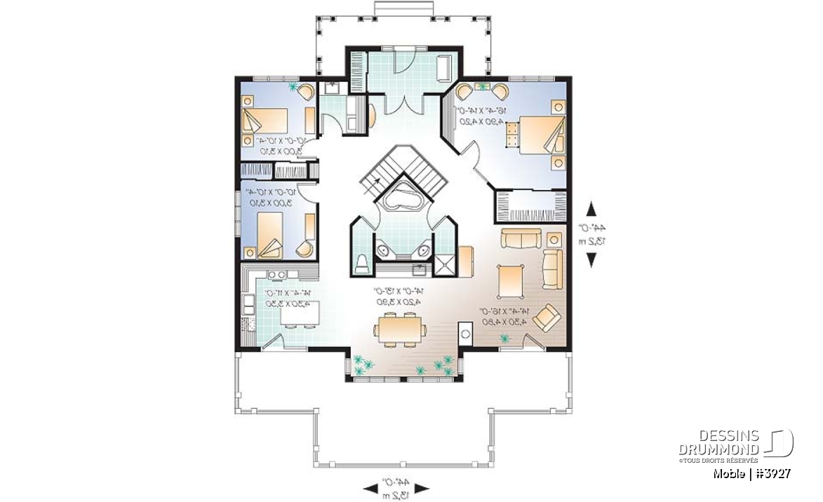 Rez-de-chaussée - Maison genre chalet, belle vue panoramique, 3 chambres, plafond 9', foyer mitoyen - Moble