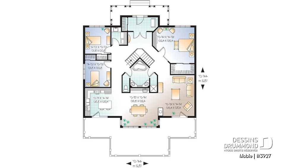 Rez-de-chaussée - Maison genre chalet, belle vue panoramique, 3 chambres, plafond 9', foyer mitoyen - Moble