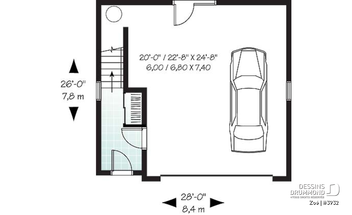 Rez-de-chaussée - Garage double avec logement à l'étage - Zoé