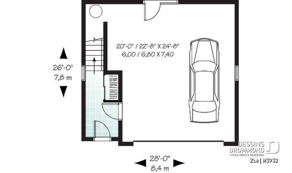 Rez-de-chaussée - Garage double avec logement à l'étage - Zoé