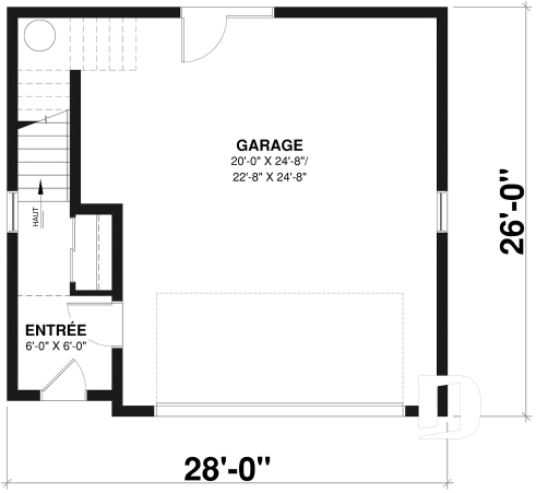 Rez-de-chaussée - Plan de garage double avec logement d’une chambre, cuisine, salon et salle de bain complète à l’étage - Zoé