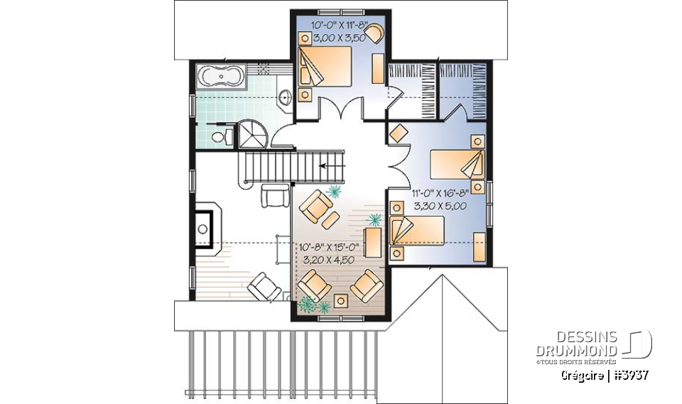 Étage - Cottage de 3 chambres avec mezzanine, abri moustiquaire à la terrasse arrière et espace ouvert - Grégoire
