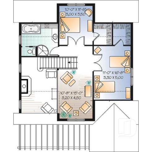 Étage - Cottage de 3 chambres avec mezzanine, abri moustiquaire à la terrasse arrière et espace ouvert - Grégoire