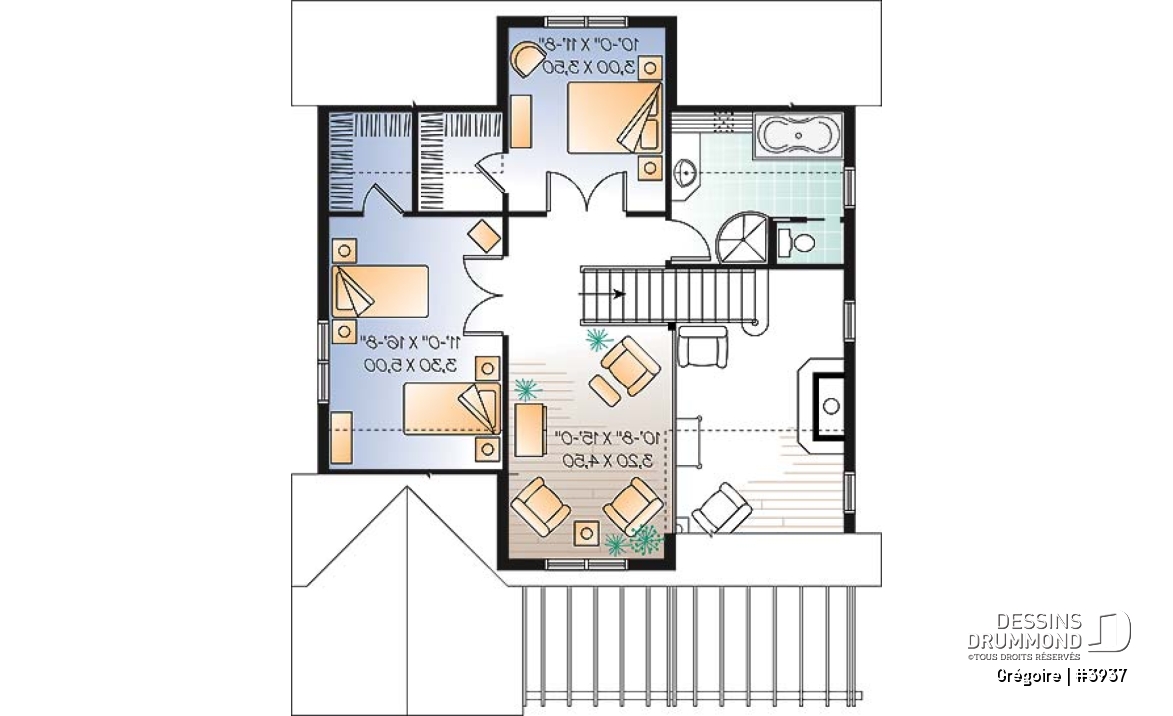 Étage - Cottage de 3 chambres avec mezzanine, abri moustiquaire à la terrasse arrière et espace ouvert - Grégoire
