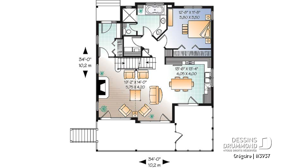 Rez-de-chaussée - Cottage de 3 chambres avec mezzanine, abri moustiquaire à la terrasse arrière et espace ouvert - Grégoire