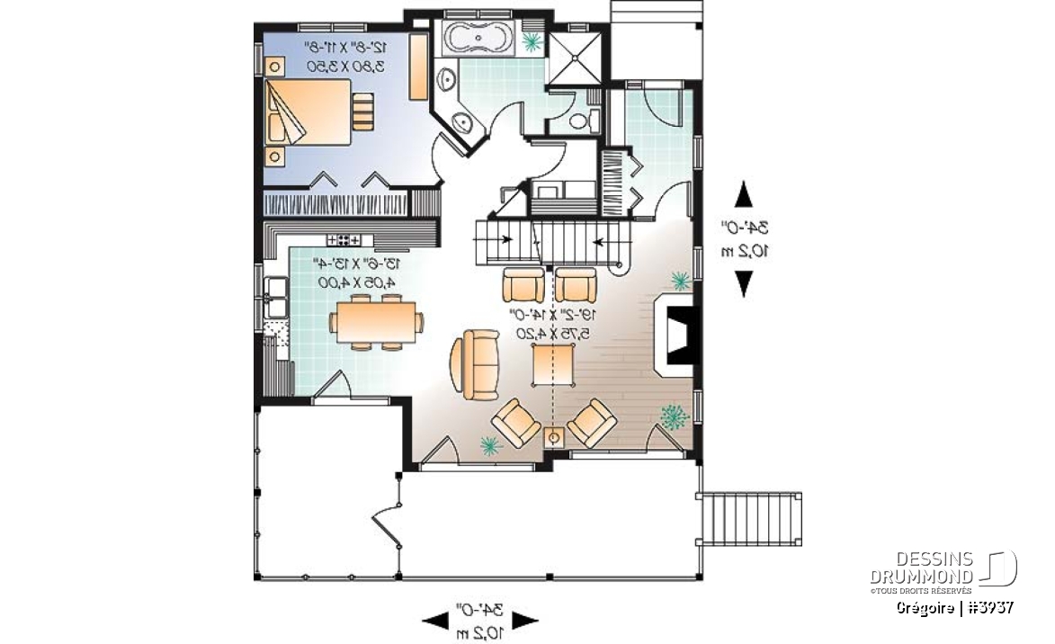 Rez-de-chaussée - Cottage de 3 chambres avec mezzanine, abri moustiquaire à la terrasse arrière et espace ouvert - Grégoire