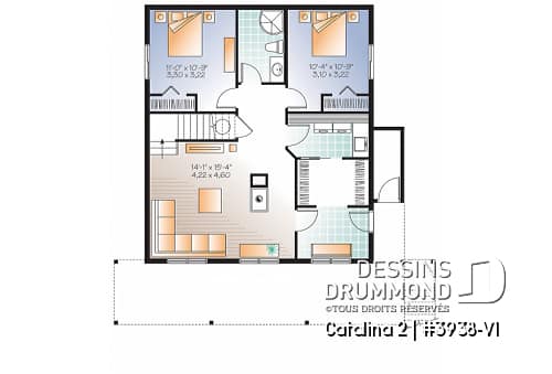 Sous-sol - Plan de chalet 3 à 5 chambres, rez-de-jardin, foyer double, mezzanine, grande buanderie, grande terrasse - Catalina 2